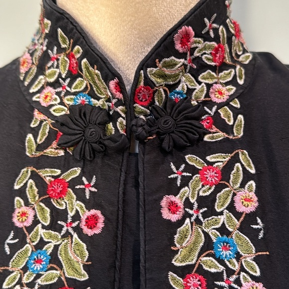 Vintage Ross- Simons embroidered silk tunic Asian style Size L - Picture 7 of 10